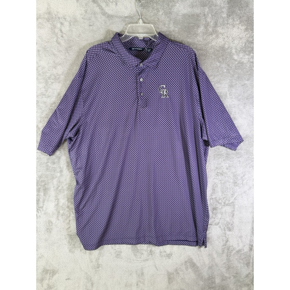 Cutter & Buck Colorado Rockies‎ Polo Shirt Short Sleeve Men's 2xlt Purple Logo